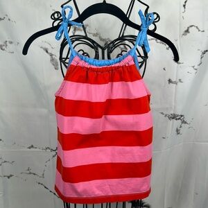 Hanna Andersson Pillowcase Dress Tunic Broad Stripe Tie Straps Cotton Adjustable